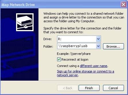 Connecting to a <a href='#raspberrypi'>Raspberry Pi</a> NAS server